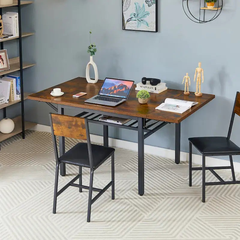 Table à manger extensible avec rabat, 6 places, style industriel moderne 63,2