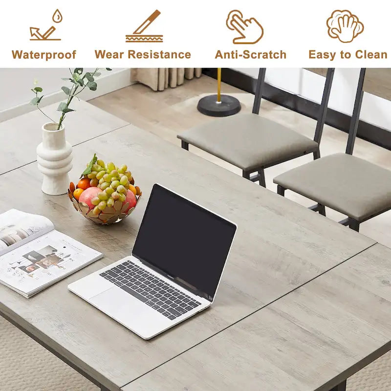 Table à manger extensible avec rabat, 6 places, style industriel moderne 63,2