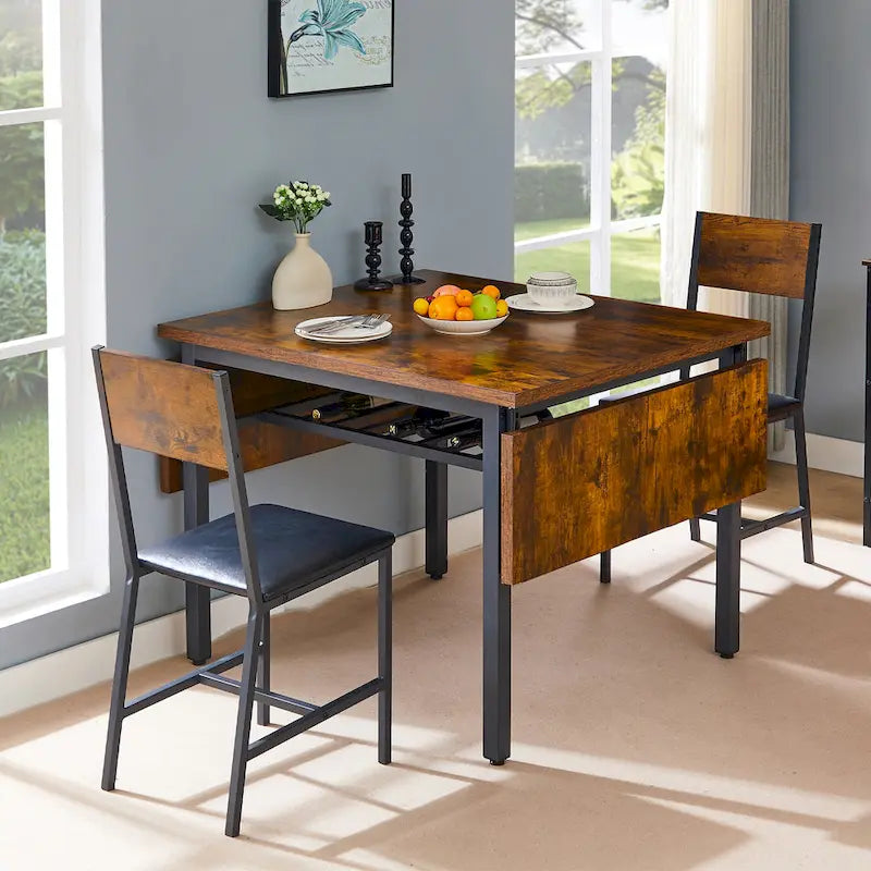 Table à manger extensible avec rabat, 6 places, style industriel moderne 63,2