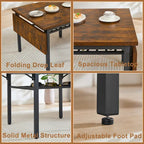 Table à manger extensible avec rabat, 6 places, style industriel moderne 63,2