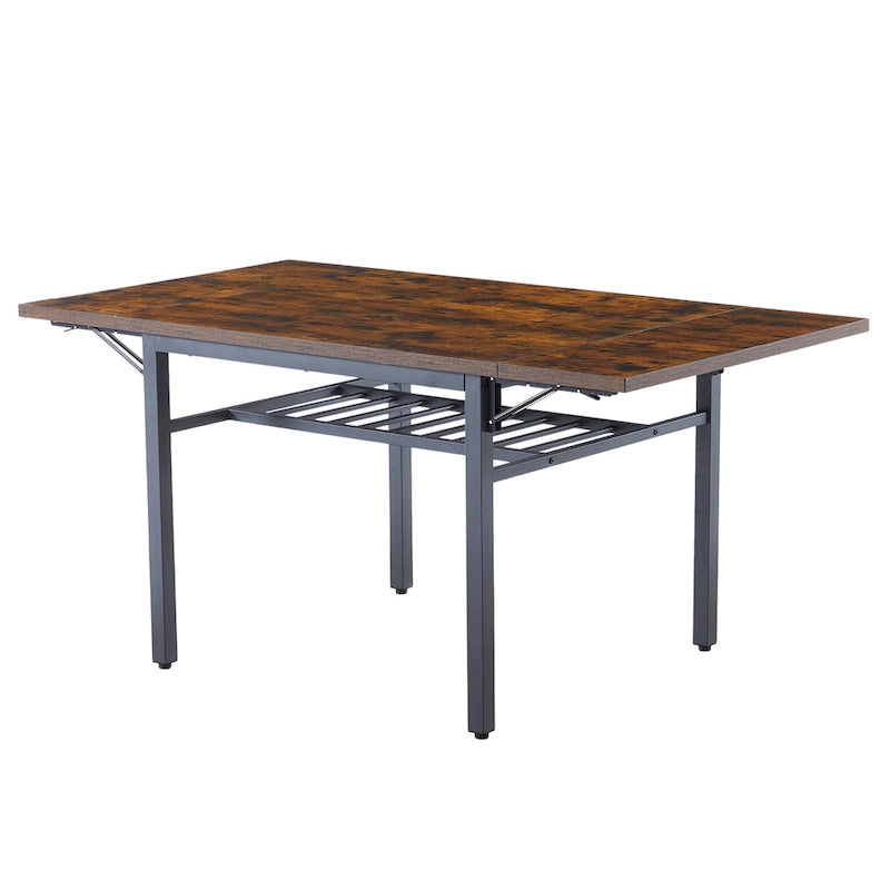 Table à manger extensible avec rabat, 6 places, style industriel moderne 63,2