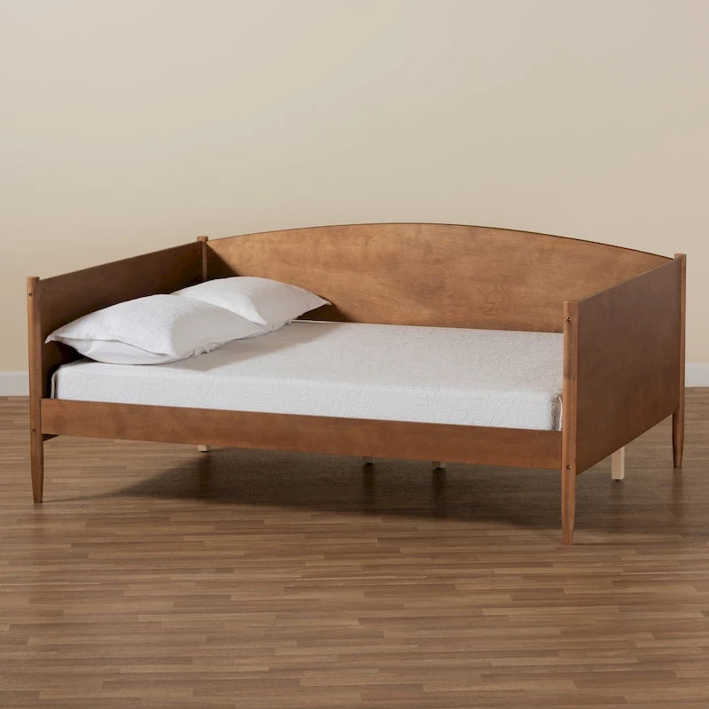Lit de repos pleine grandeur en bois de frêne et noyer au fini Mid-Century Modern