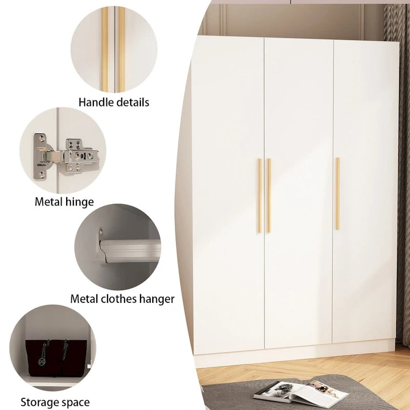 Armoire de rangement à trois portes, 70 H x 47,2 L, en blanc