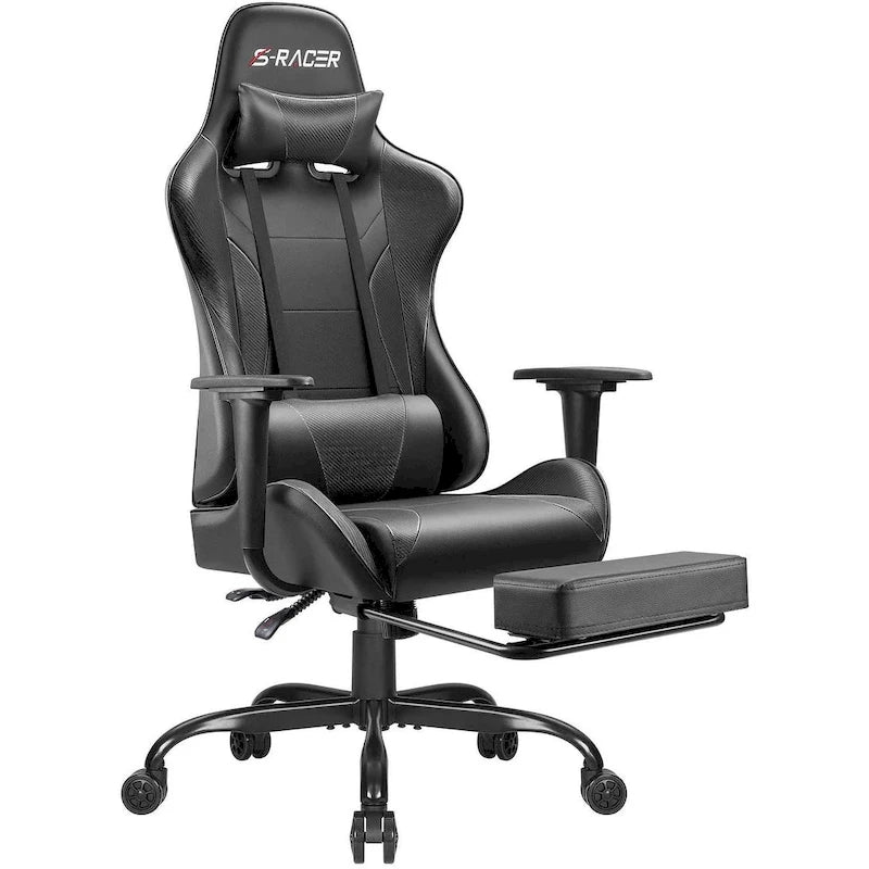 Chaise de gaming ergonomique avec repose-pieds et support lombaire