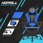 Chaise de gaming ergonomique avec repose-pieds et support lombaire