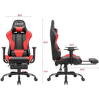 Chaise de gaming ergonomique avec repose-pieds et support lombaire