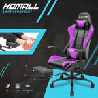 Chaise de gaming ergonomique avec repose-pieds et support lombaire