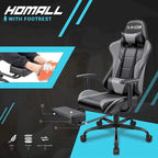 Chaise de gaming ergonomique avec repose-pieds et support lombaire
