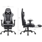 Chaise de gaming ergonomique avec repose-pieds et support lombaire