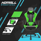 Chaise de gaming ergonomique avec repose-pieds et support lombaire