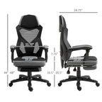 Chaise de Bureau Inclinable à Hauteur Réglable avec Repose-pieds Rétractable, Dossier en Maille