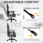 Chaise de Bureau Inclinable à Hauteur Réglable avec Repose-pieds Rétractable, Dossier en Maille