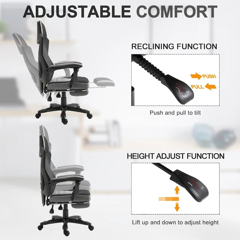 Chaise de Bureau Inclinable à Hauteur Réglable avec Repose-pieds Rétractable, Dossier en Maille