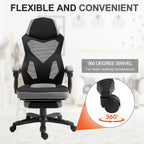 Chaise de Bureau Inclinable à Hauteur Réglable avec Repose-pieds Rétractable, Dossier en Maille