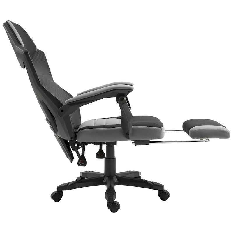 Chaise de Bureau Inclinable à Hauteur Réglable avec Repose-pieds Rétractable, Dossier en Maille