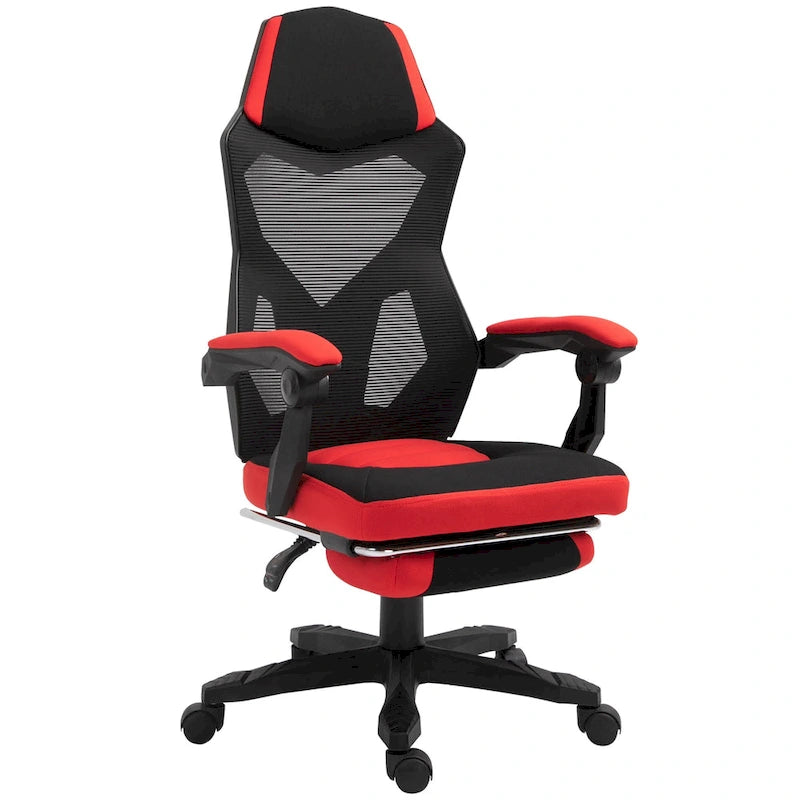 Chaise de Bureau Inclinable à Hauteur Réglable avec Repose-pieds Rétractable, Dossier en Maille