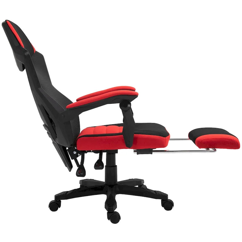Chaise de Bureau Inclinable à Hauteur Réglable avec Repose-pieds Rétractable, Dossier en Maille