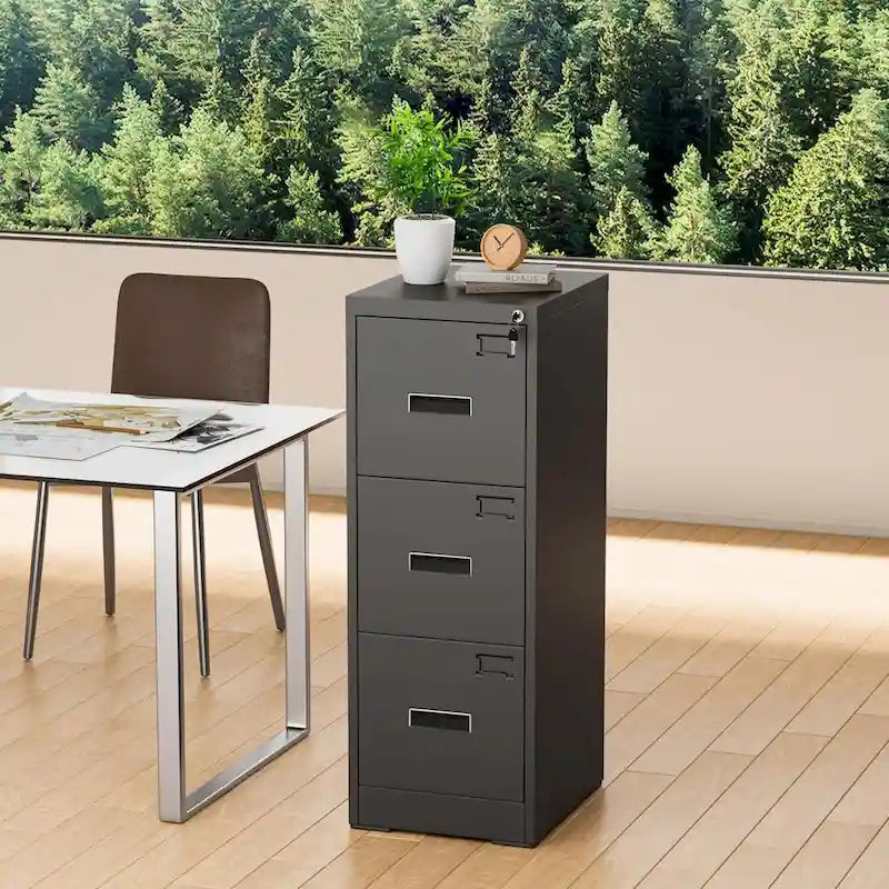 Classeur métallique à 3 tiroirs verrouillable pour bureau à domicile