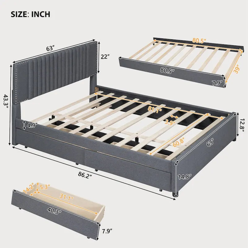 Lit Queen Size avec lit gigogne Twin XL
