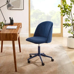 Chaise de bureau pivotante incurvée en velours