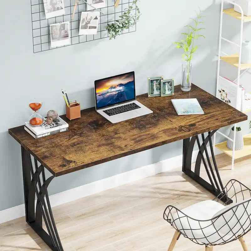 Bureau d'ordinateur moderne or/blanc, table à manger de 140 cm avec pieds dorés, coiffeuse, table de conférence