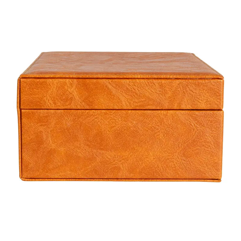 Boîte à bijoux 2 couches en cuir vegan avec fermoir - 23,6 L x 18,5 l x 9,6 H cm