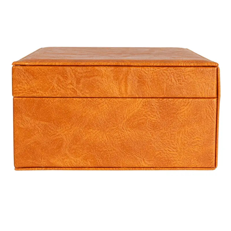 Boîte à bijoux 2 couches en cuir vegan avec fermoir - 23,6 L x 18,5 l x 9,6 H cm