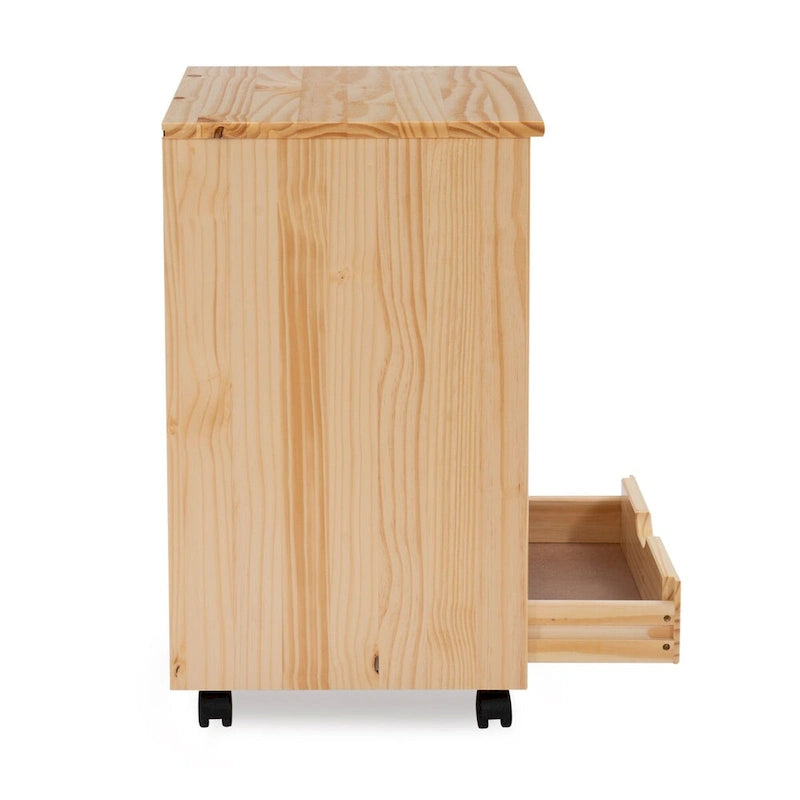 Meuble de rangement roulant large brun naturel de 64,1 cm avec 6 tiroirs