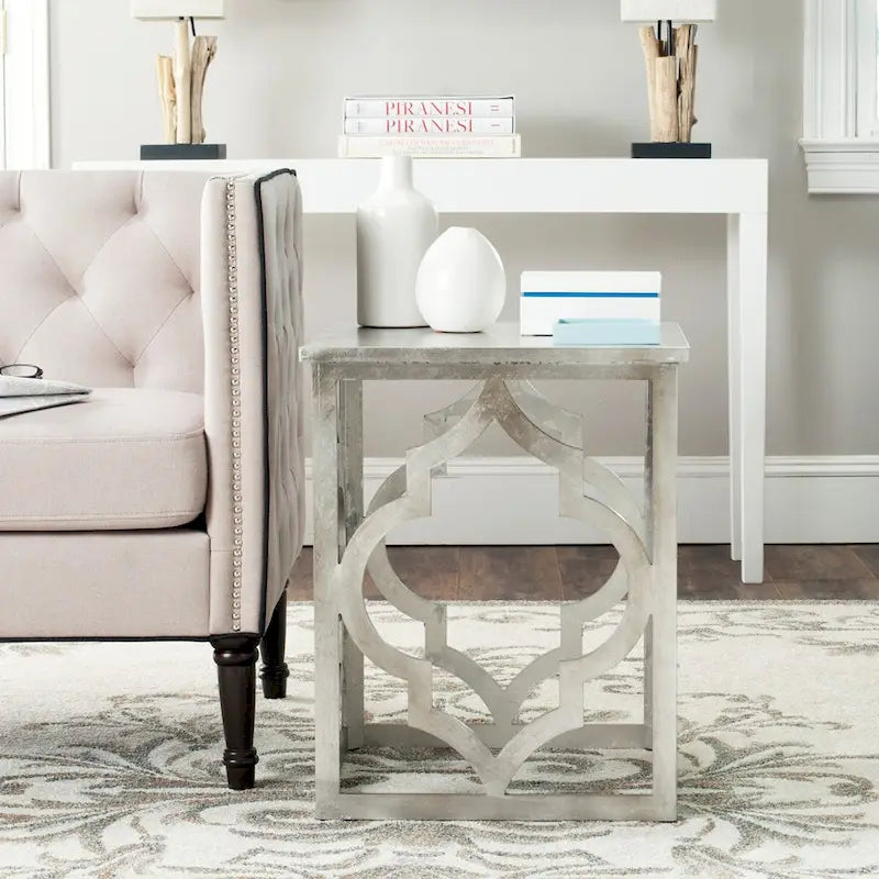 SAFAVIEH Grayce Trellis Silver Leaf End Table. - 19 W x 19 D x 23 H - 19Wx19Dx23H