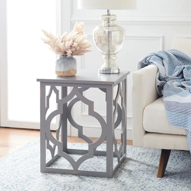 Table d'appoint feuille d'argent - 19 L x 19 P x 23 H