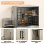Meuble cache-litière pour chat avec étagère de rangement