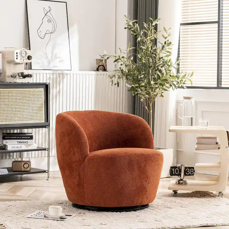 Fauteuil d'appoint moderne en tissu pivotant à 360 degrés