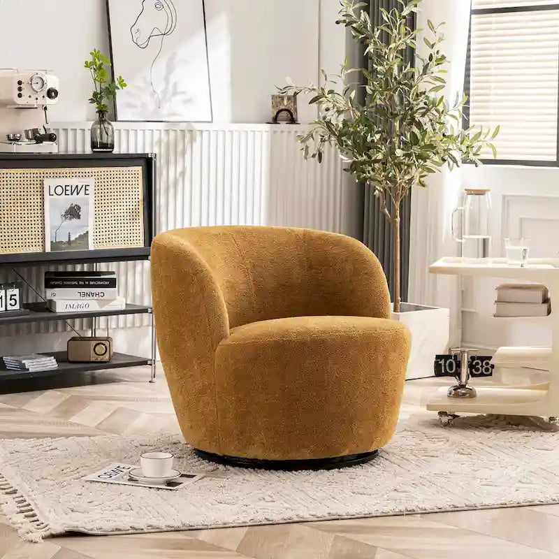 Fauteuil d'appoint moderne en tissu pivotant à 360 degrés