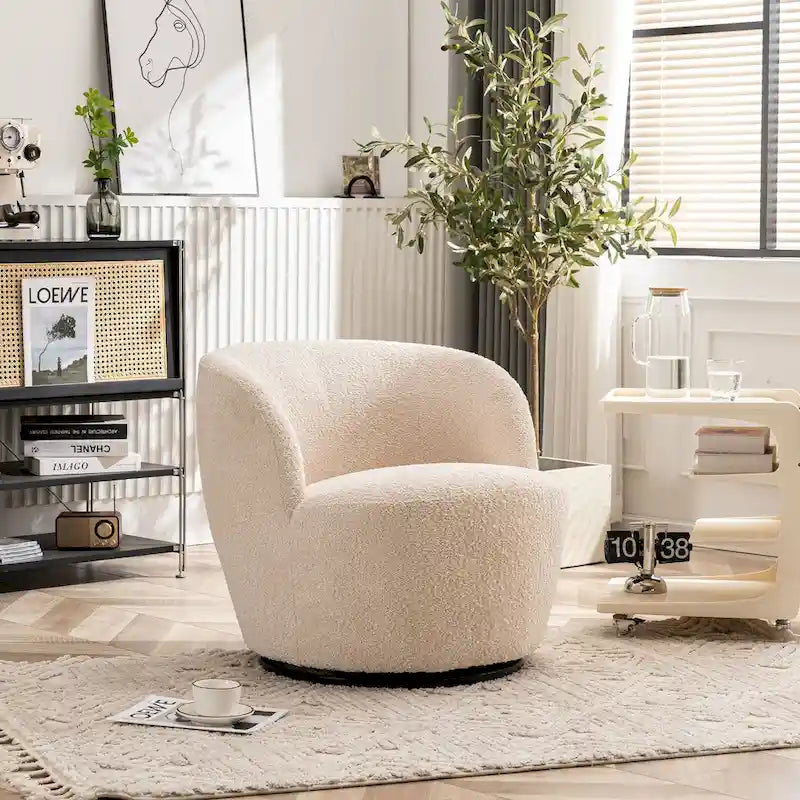 Fauteuil d'appoint moderne en tissu pivotant à 360 degrés