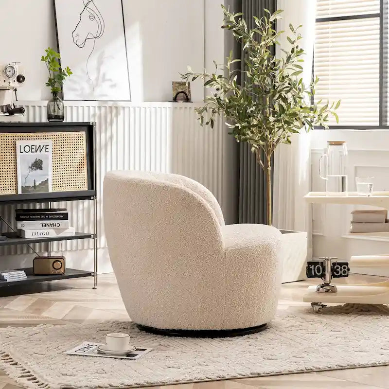 Fauteuil d'appoint moderne en tissu pivotant à 360 degrés