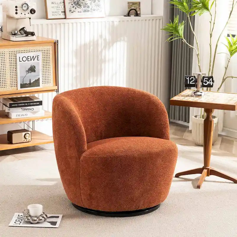 Fauteuil d'appoint moderne en tissu pivotant à 360 degrés