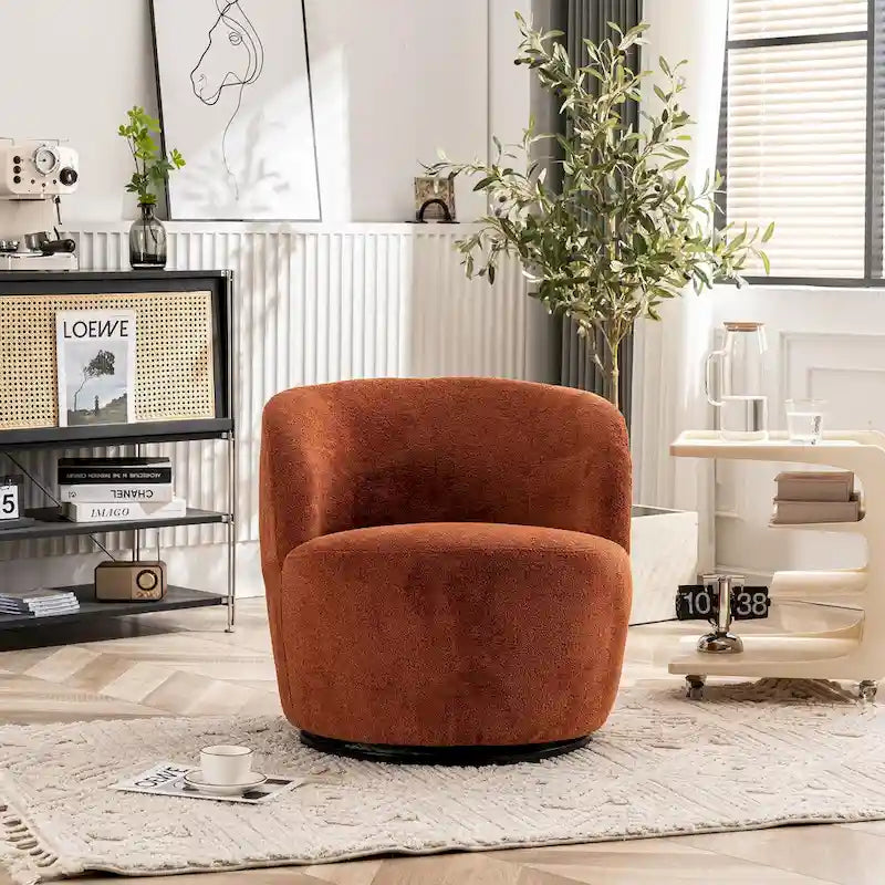 Fauteuil d'appoint moderne en tissu pivotant à 360 degrés