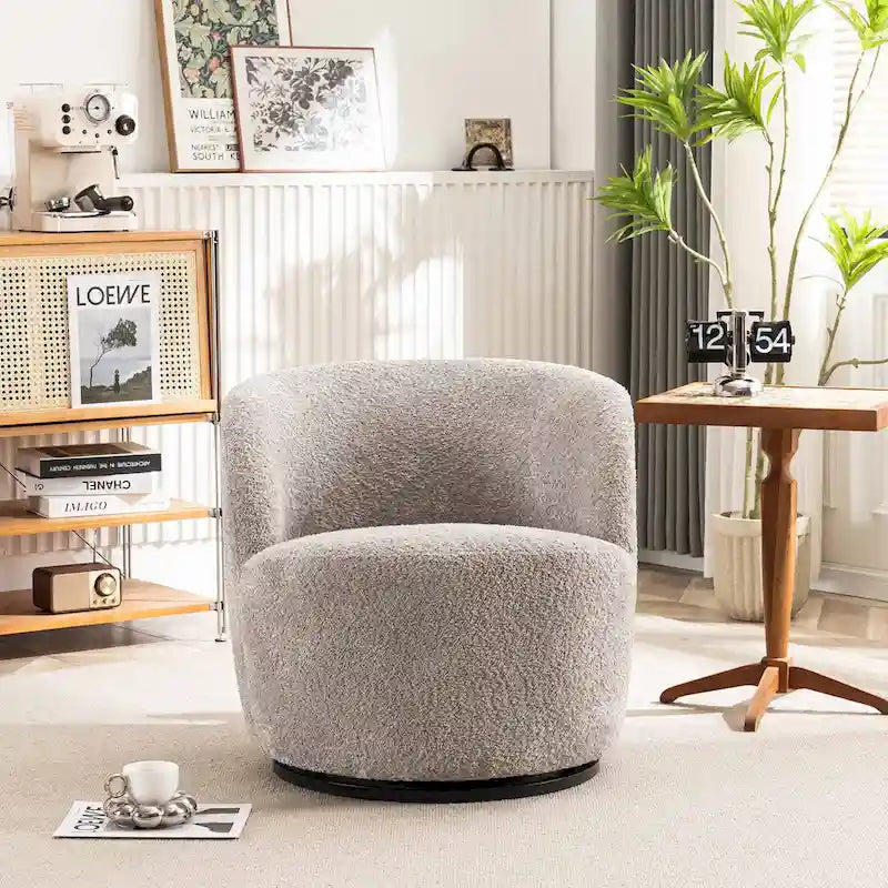 Fauteuil d'appoint moderne en tissu pivotant à 360 degrés