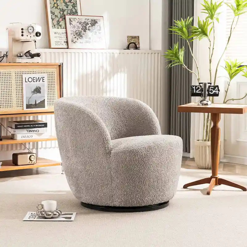 Fauteuil d'appoint moderne en tissu pivotant à 360 degrés
