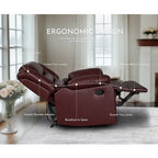 Canapé de salon inclinable manuel en similicuir avec table rabattable et console