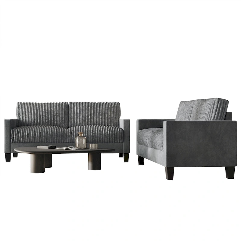 Canapé et fauteuil de salon rembourrés en velours côtelé, style moderne du milieu du siècle