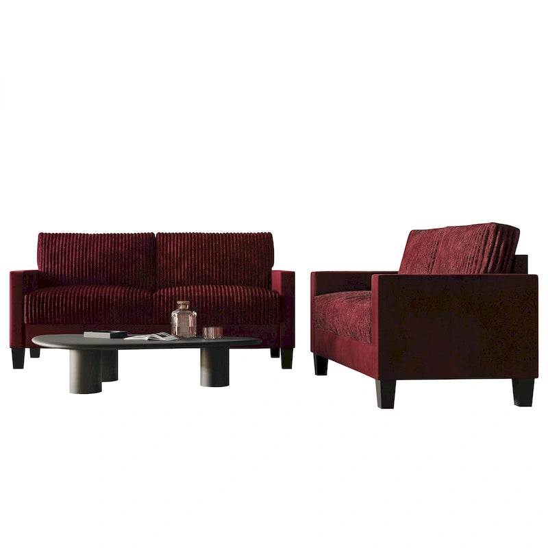 Canapé et fauteuil de salon rembourrés en velours côtelé, style moderne du milieu du siècle