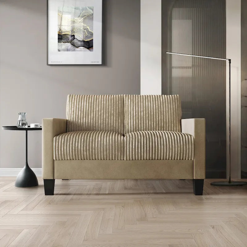 Canapé et fauteuil de salon rembourrés en velours côtelé, style moderne du milieu du siècle