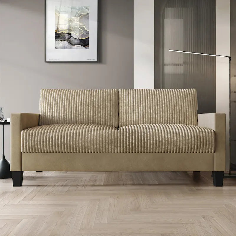 Canapé et fauteuil de salon rembourrés en velours côtelé, style moderne du milieu du siècle