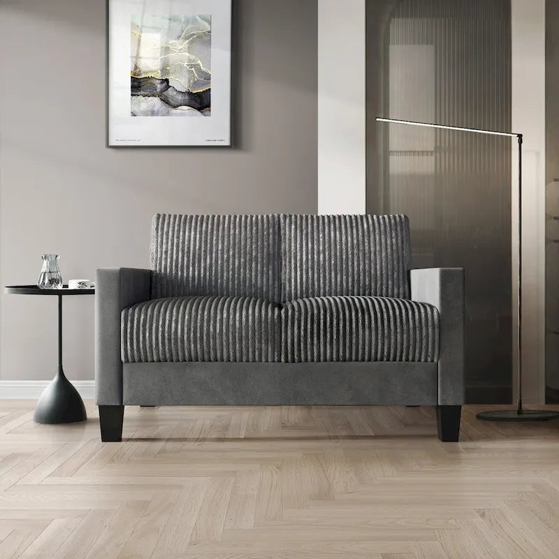 Canapé et fauteuil de salon rembourrés en velours côtelé, style moderne du milieu du siècle
