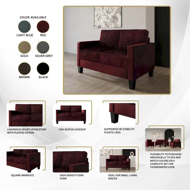 Canapé et fauteuil de salon rembourrés en velours côtelé, style moderne du milieu du siècle