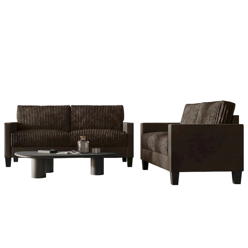 Canapé et fauteuil de salon rembourrés en velours côtelé, style moderne du milieu du siècle