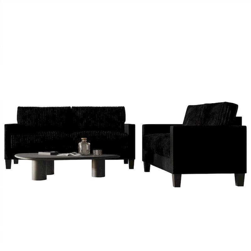 Canapé et fauteuil de salon rembourrés en velours côtelé, style moderne du milieu du siècle