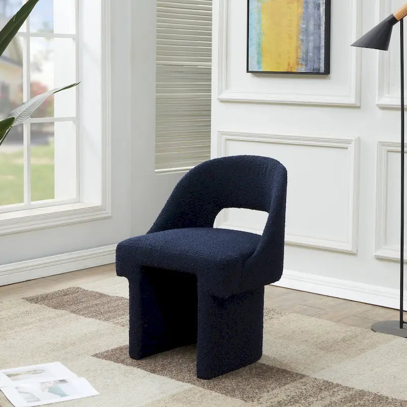 Fauteuil d'appoint rembourré élégant et moderne en tissu bouclette, avec cadre en bois MDF, pour bureau, salon et chambre