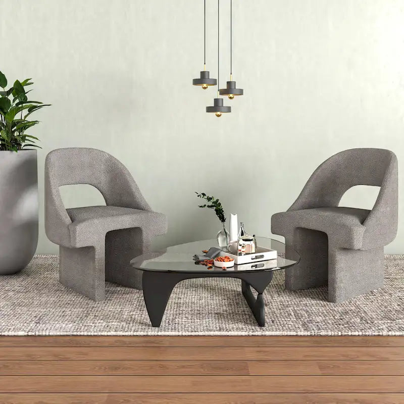 Fauteuil d'appoint rembourré élégant et moderne en tissu bouclette, avec cadre en bois MDF, pour bureau, salon et chambre